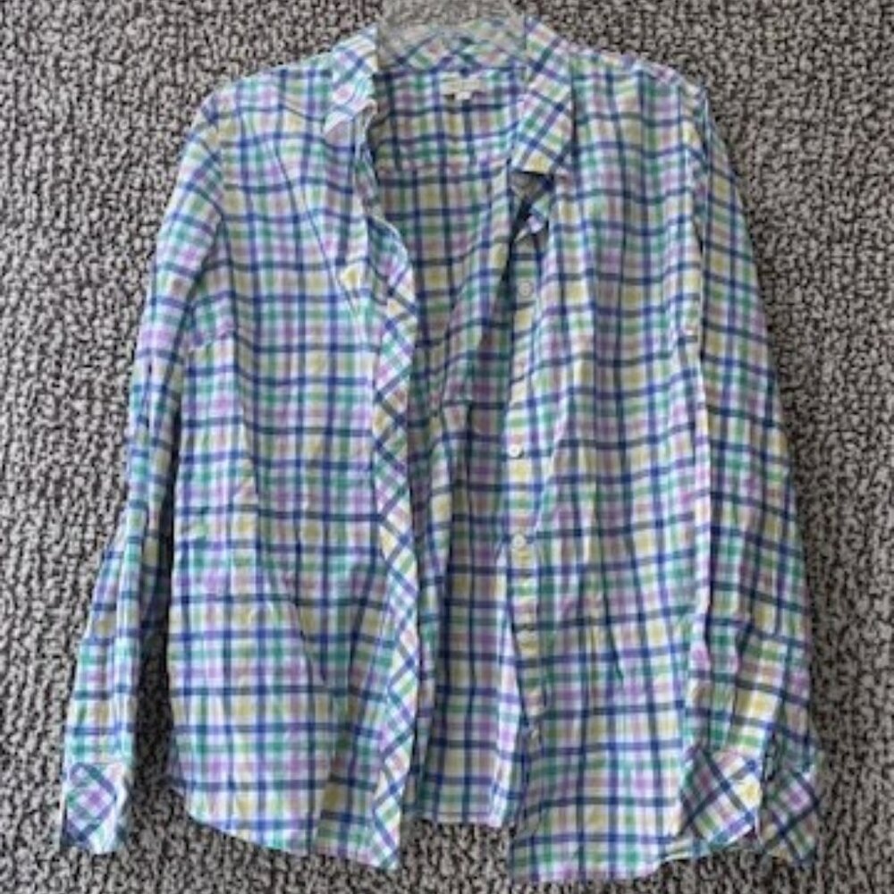 TALBOTS Pastel Plaid Button Down Oxford